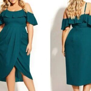 City Chic Women's Dress Flirtation in Turquoise XL/22 NWT